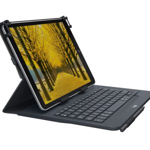 Logitech Universal Folio Keyboard case with Bluetooth for 9-10 inch Apple, Android, Windows tablets for 9-10 inch tablets - Black - UK